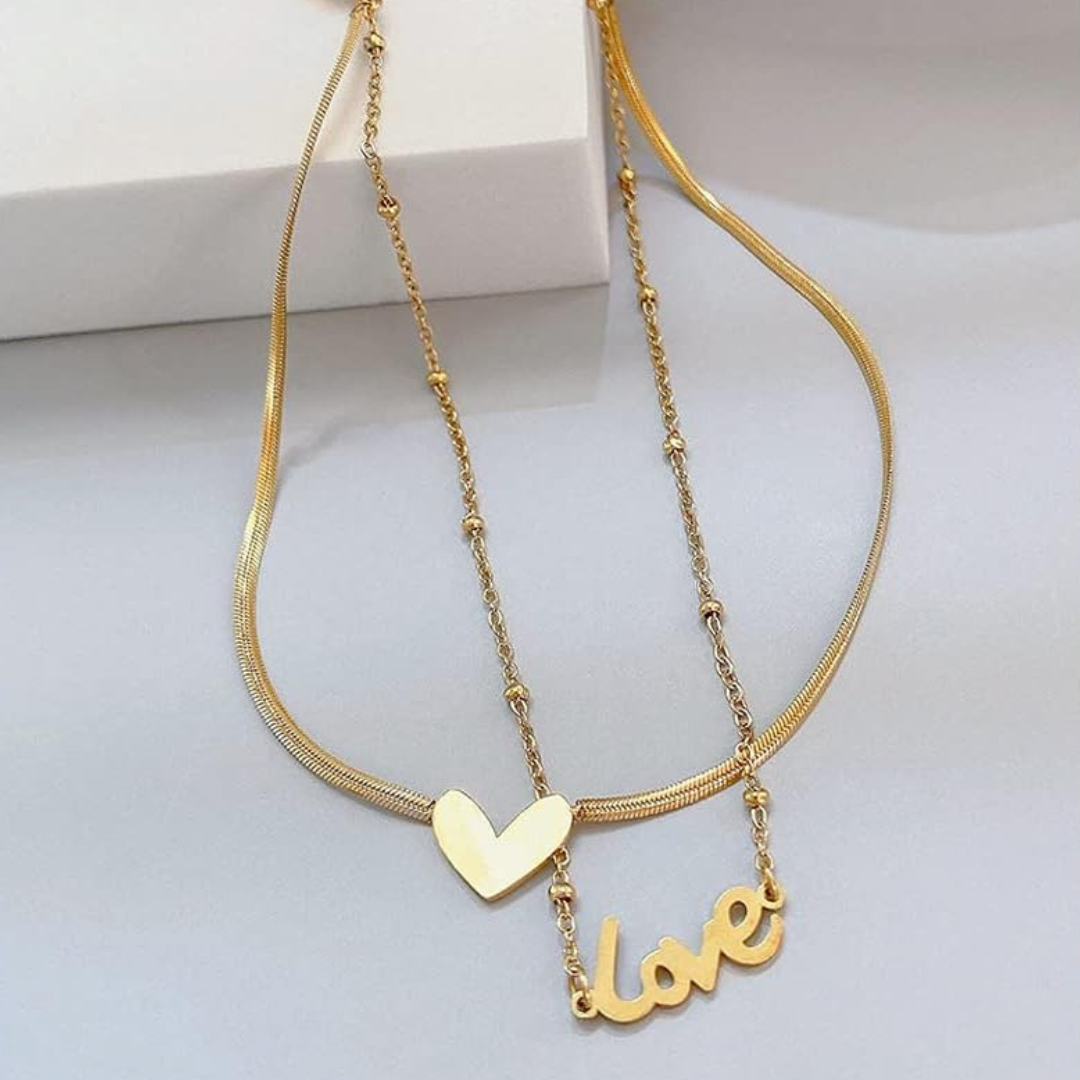 Gold Plated "Love" Anklet – Adjustable Heart Chain for Women