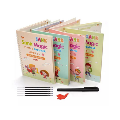 Magic Practice Copybook (4 BOOKS,1 PEN,1 GRIP,10 REFILL)