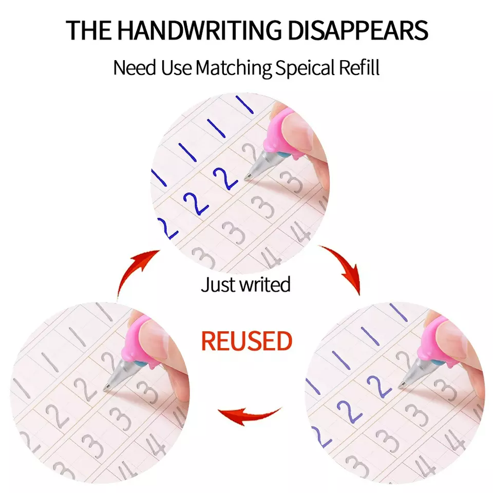 Magic Practice Copybook (4 BOOKS,1 PEN,1 GRIP,10 REFILL)