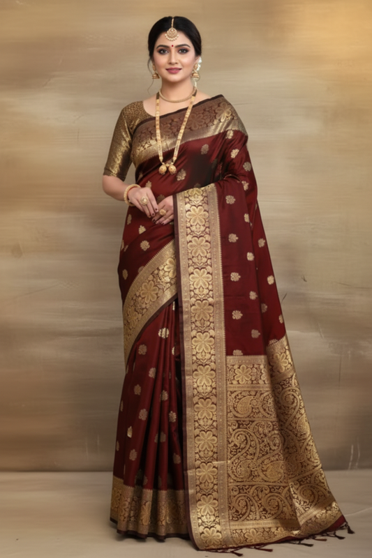 Banarasi Silk Saree - luxury bridal editorial front pose