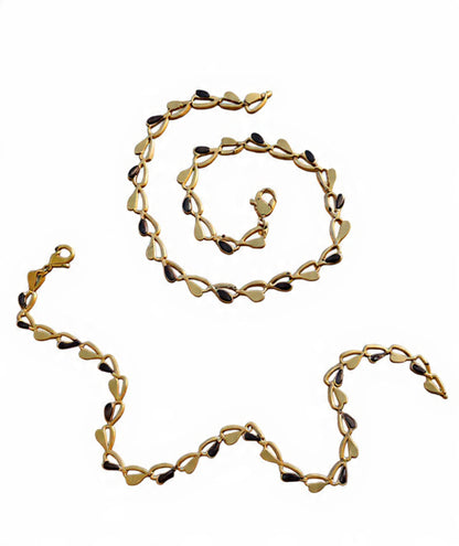 Gold Plated Black-Leaf Payal (Pack of 2) – Elegant Daily Wear Anklets for Women